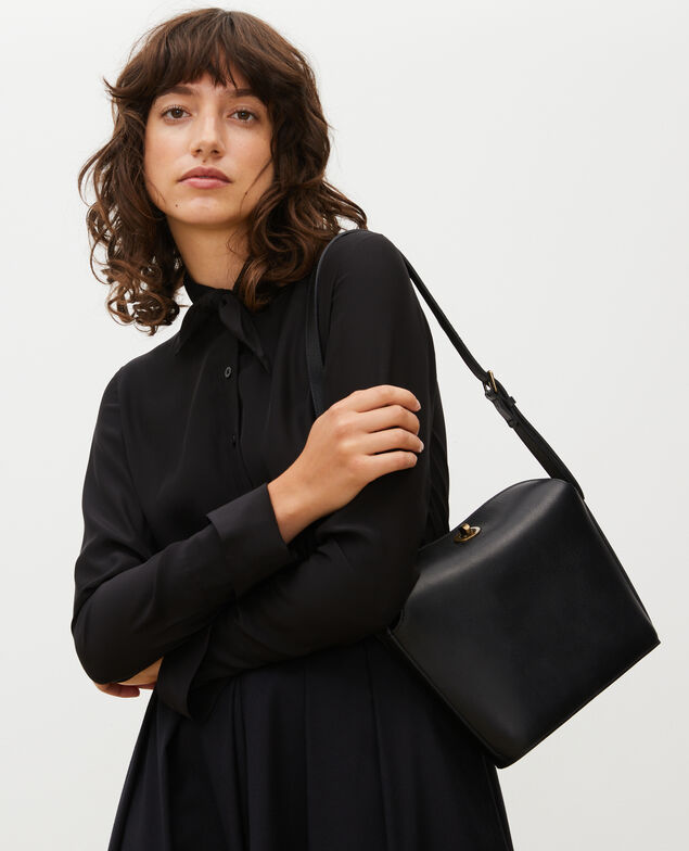  Seidenbluse mit langen Ärmeln und geknüpftem Kragen Black beauty