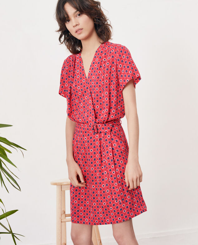 Bedrucktes Kleid mit Schnalle Dandelion ultra pink