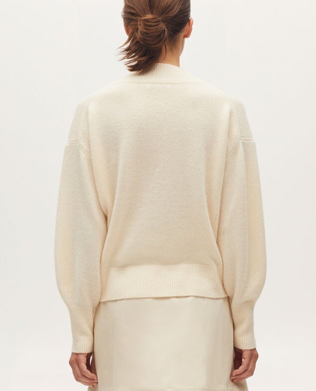 Pullover mit V-Ausschnitt aus Kaschmir K300 ecru beige