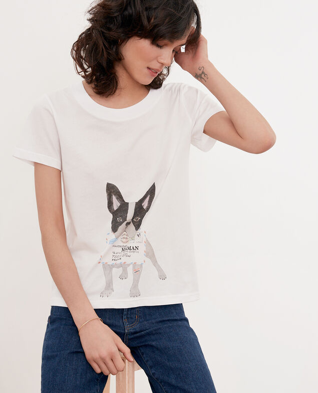 T-Shirt mit Leon-Motiv Off white
