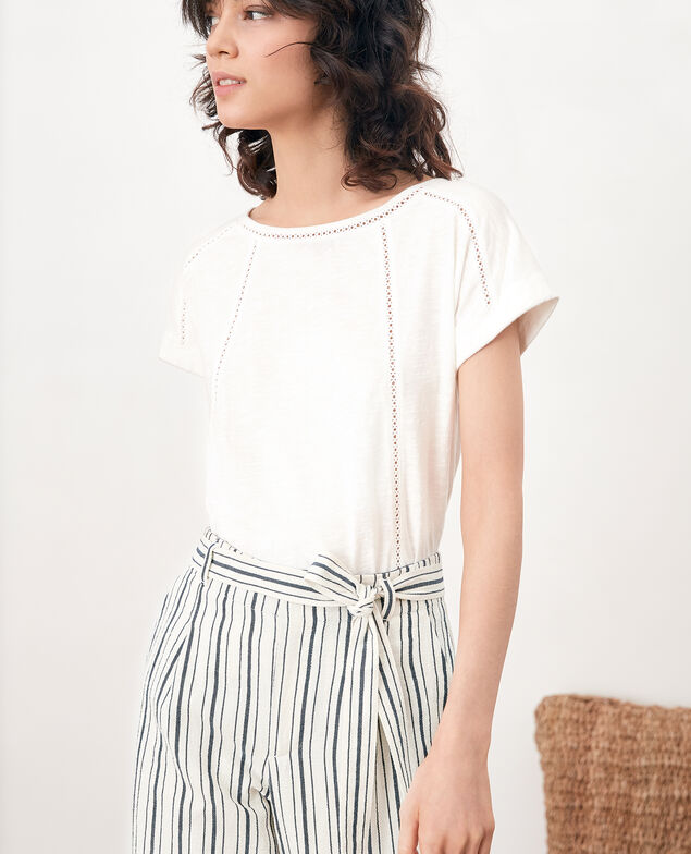 T-Shirt mit Borten Blanc