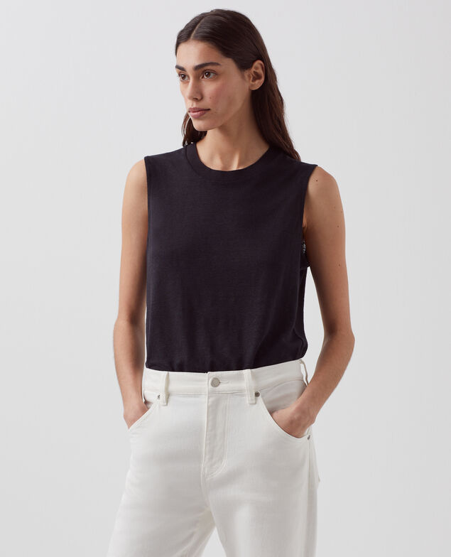 MARCELLE - Top aus Leinen H091 black beauty