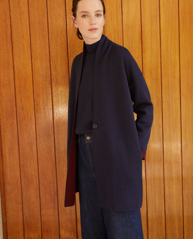 Cardigan aus doppelseitiger Wolle Blau