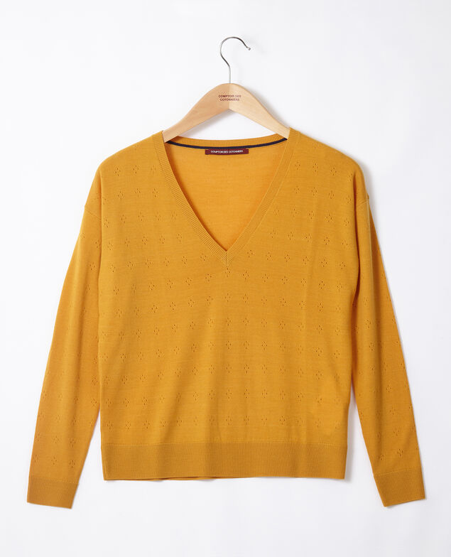 Pullover aus Merinowolle Golden spice