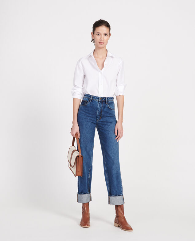Jeans mit hoher Taille und geradem Schnitt Denim medium wash
