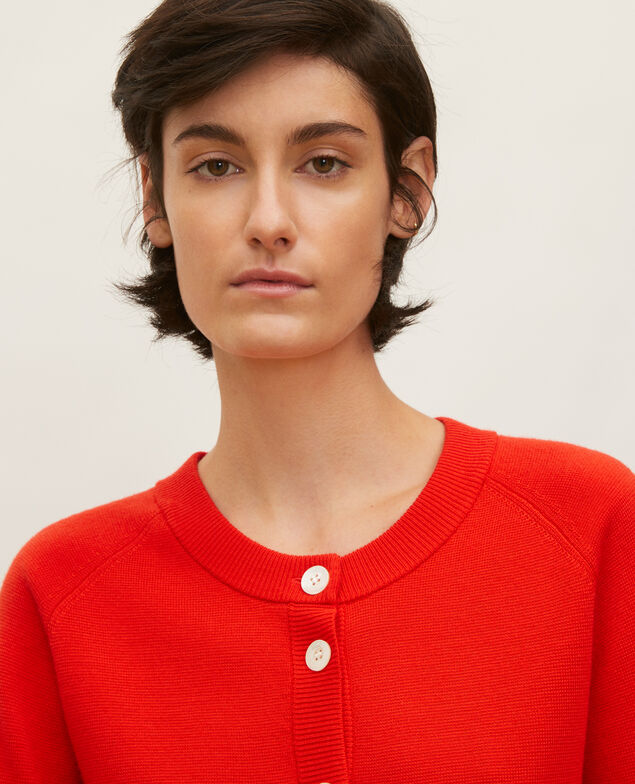 Cardigan mit Rundhalsausschnitt aus Wolle Fiery red