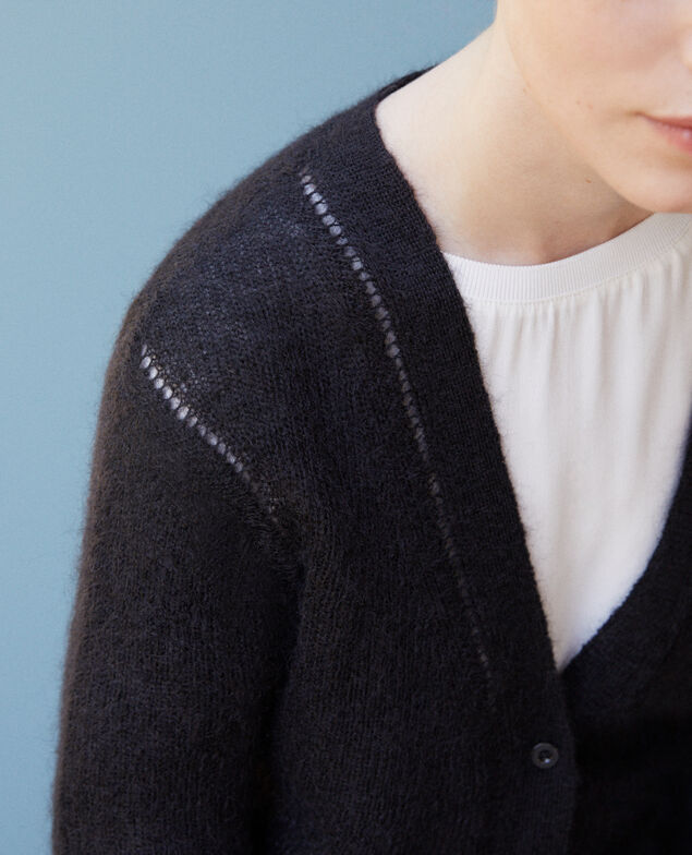 Cardigan mit Mohair und Wolle Schwarz
