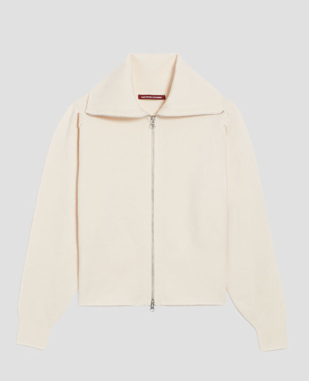 Cardigan aus Merinowolle mit Reißverschluss I307 ecru