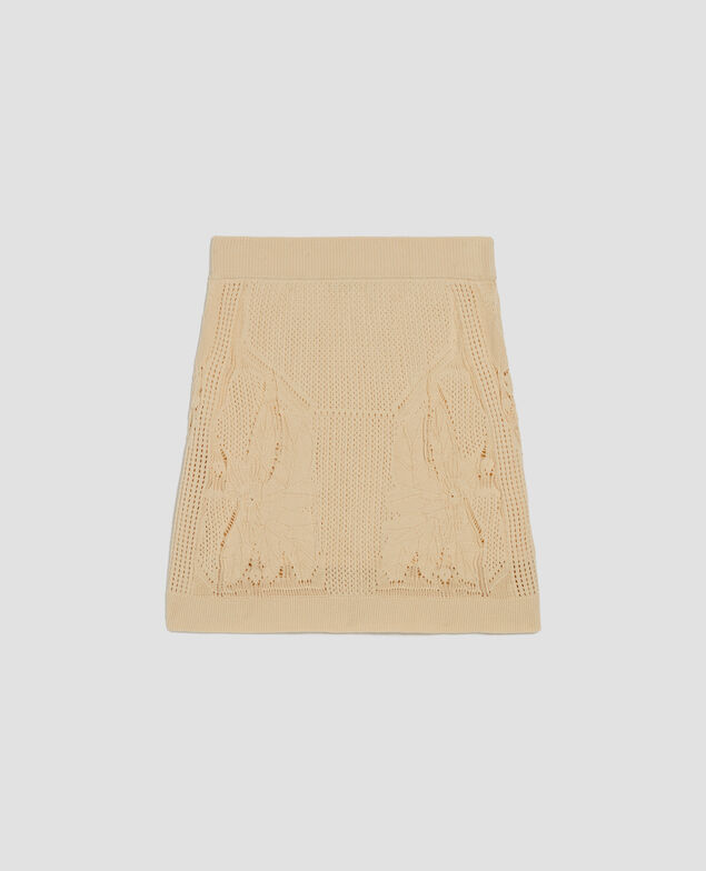 Kurzer Häkelrock mit Blumenmotiv J300 natural