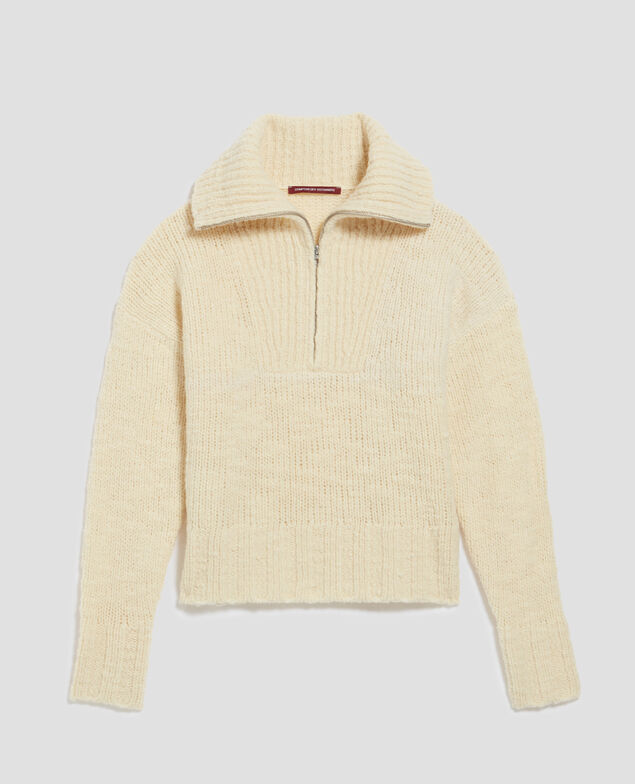 Rollkragenpullover mit Reißverschluss I010 glass green beige