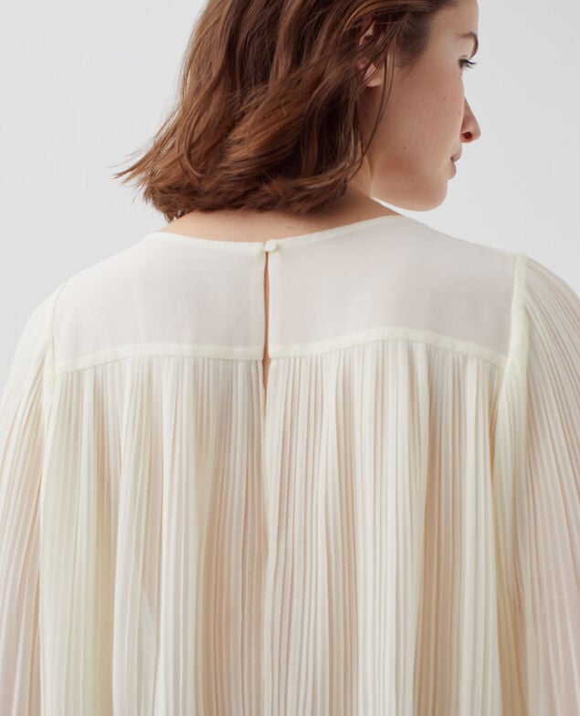 Fließende Plissee-Bluse I012 papyrus creme