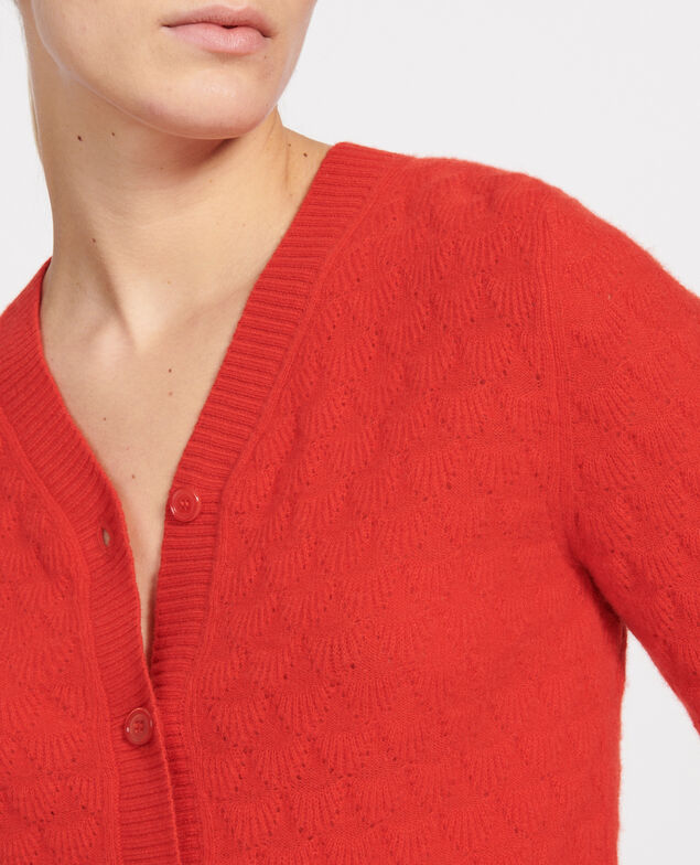 Cardigan mit V-Ausschnitt, 100 % Kaschmir  Fiery red