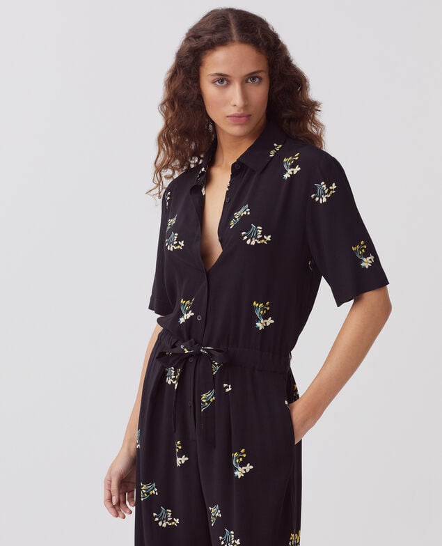 Fließender Jumpsuit J091 fl bouquet black
