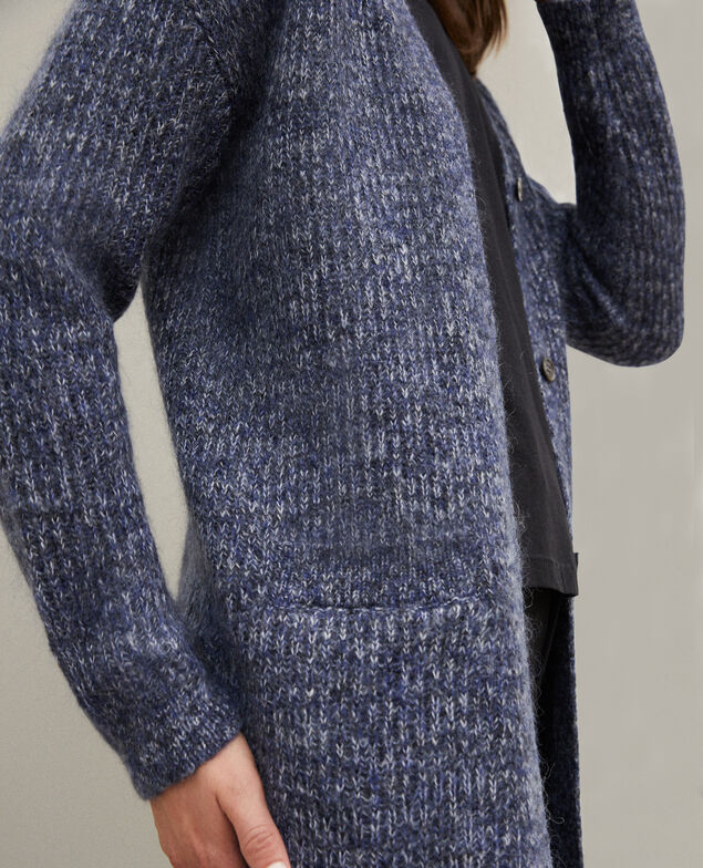 Langer Cardigan mit Mohair Blau