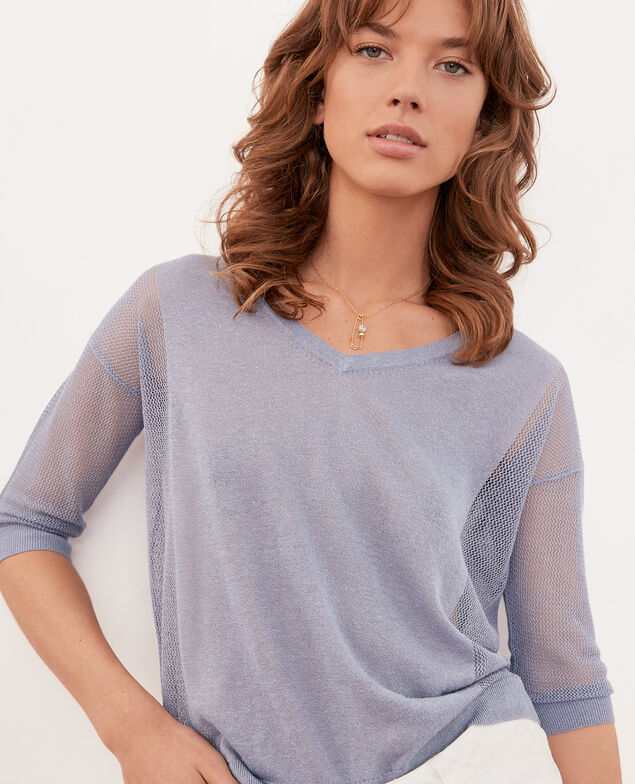 Pullover mit Ajourmusterdetails Washed blue