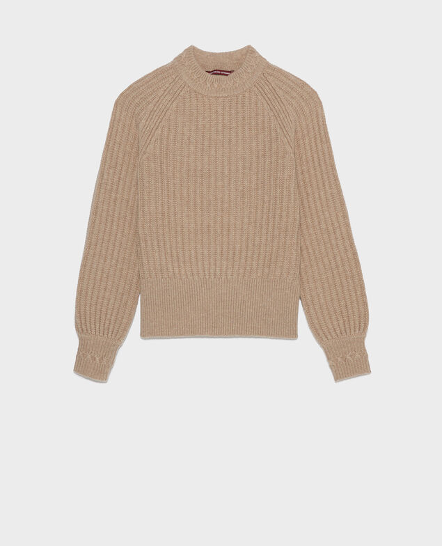 Rippstrickpullover aus Schurwolle Latte