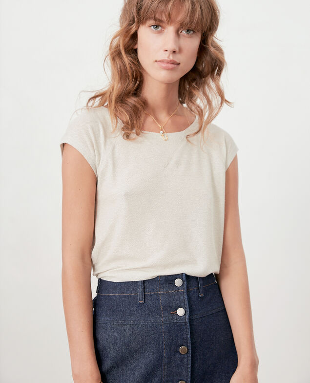 Irisierendes T-Shirt aus Leinen Chalk