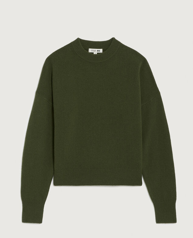 Pullover mit Rundhalsausschnitt aus Wolle U570 olive
