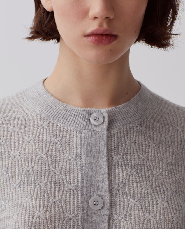 Cardigan mit Zierstrick I022 light gray