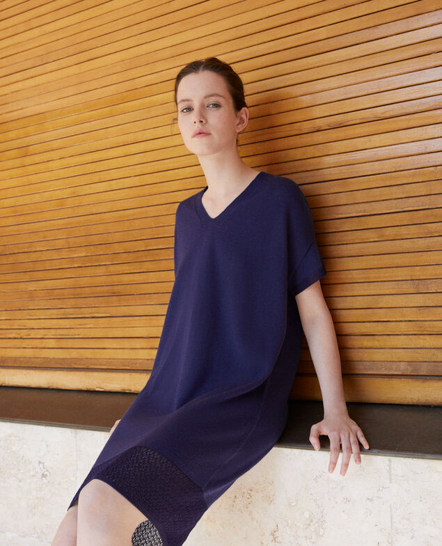 Kleid aus nahtlosem Strick Medieval blue