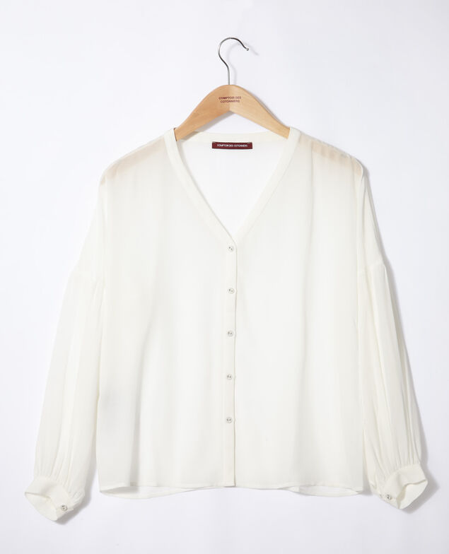 Bluse mit V-Ausschnitt Weiß