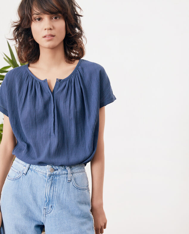 T-Shirt aus Bimaterial Indigo