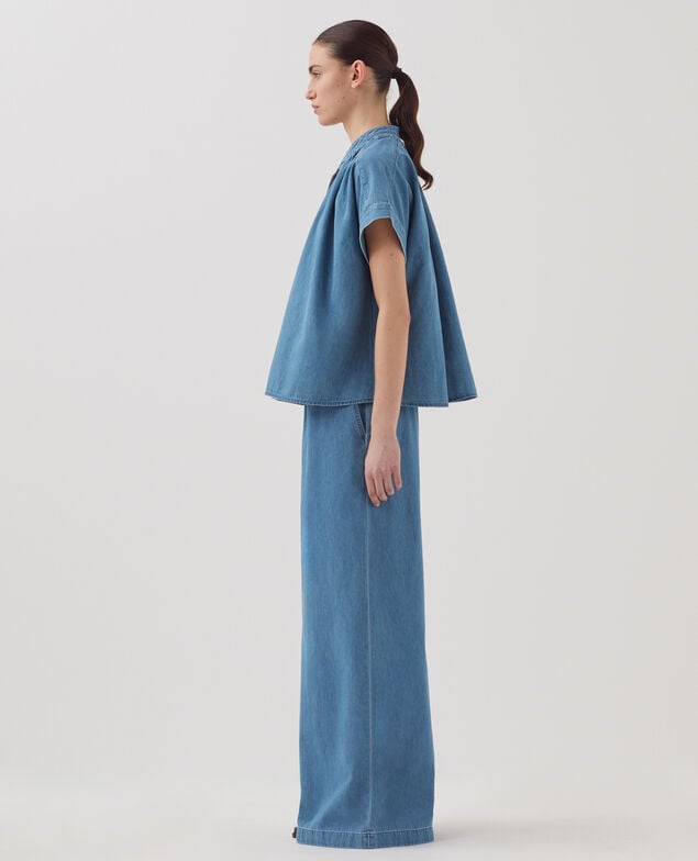 Oversize Bluse aus Baumwolle J630 blue wash