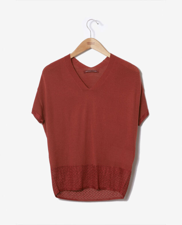 Nahtloser Strick mit kurzen Ärmeln Cowhide