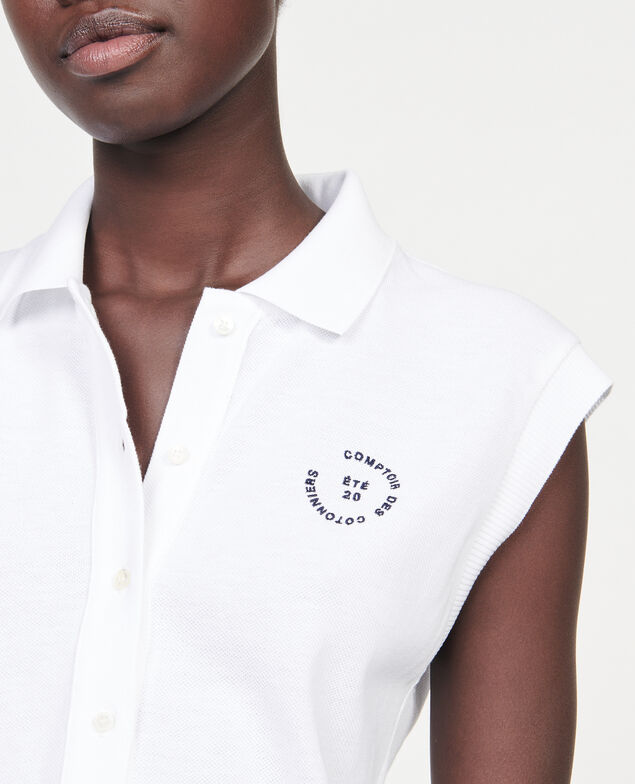 Polo-Shirt aus Piqué-Baumwolle Optical white