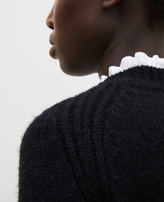 Weiter Wollpullover mit U-Boot-Ausschnitt Black beauty