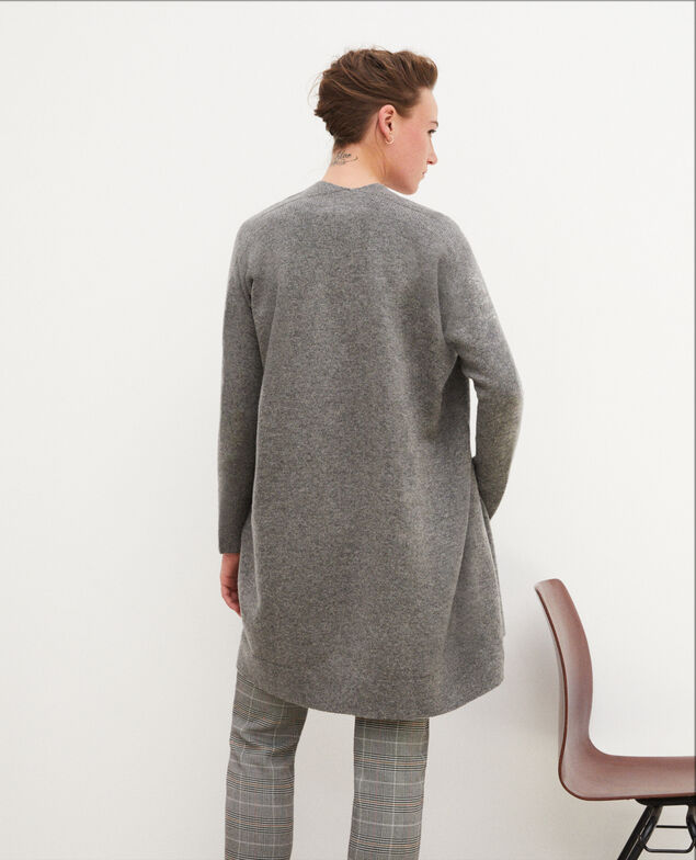 Strickjacke in 3D-Strick mit Kaschmir Medium heather grey