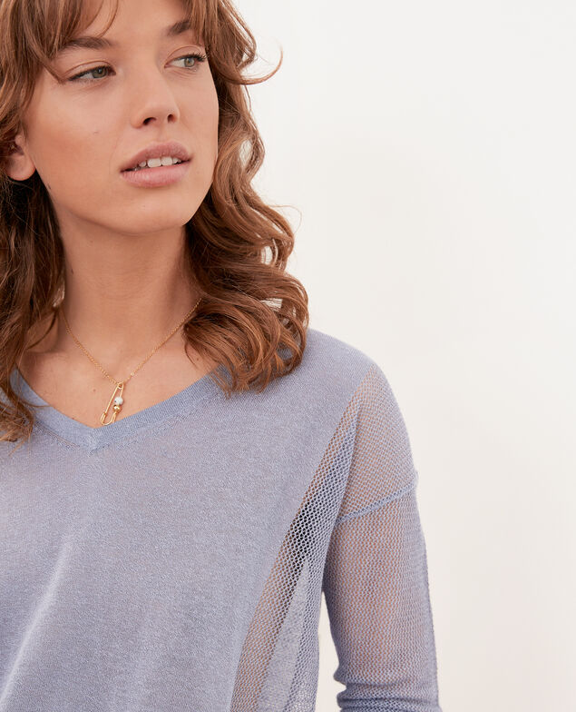Pullover mit Ajourmusterdetails Washed blue