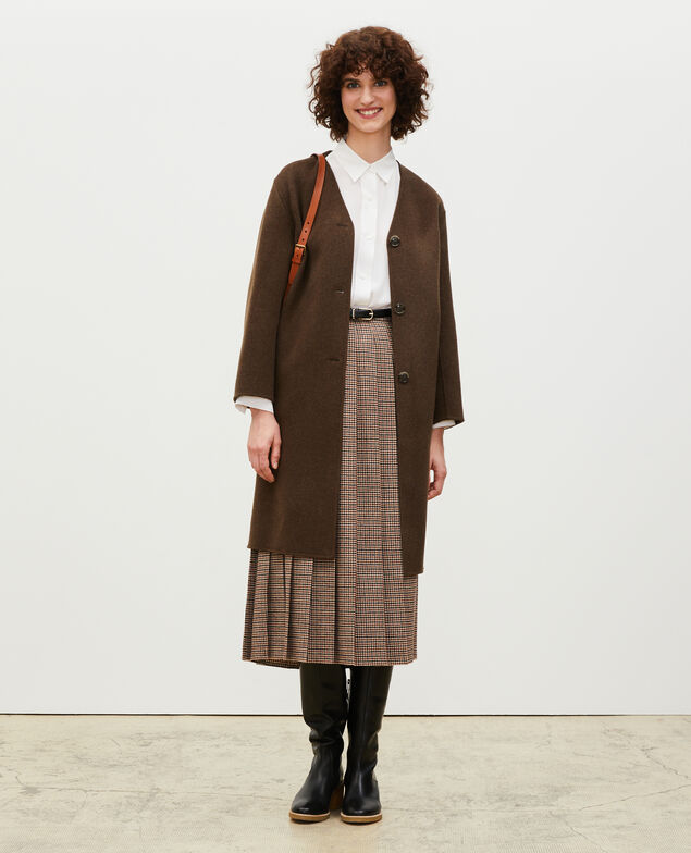 Mantel aus doppelseitiger Wolle Heather kaki
