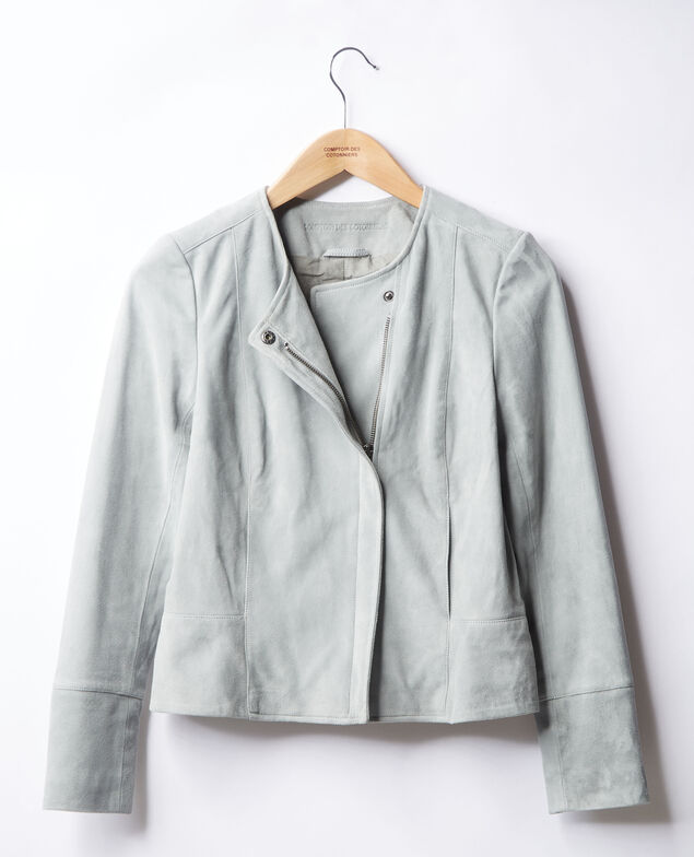 Kurze Wildlederjacke Silvergreen