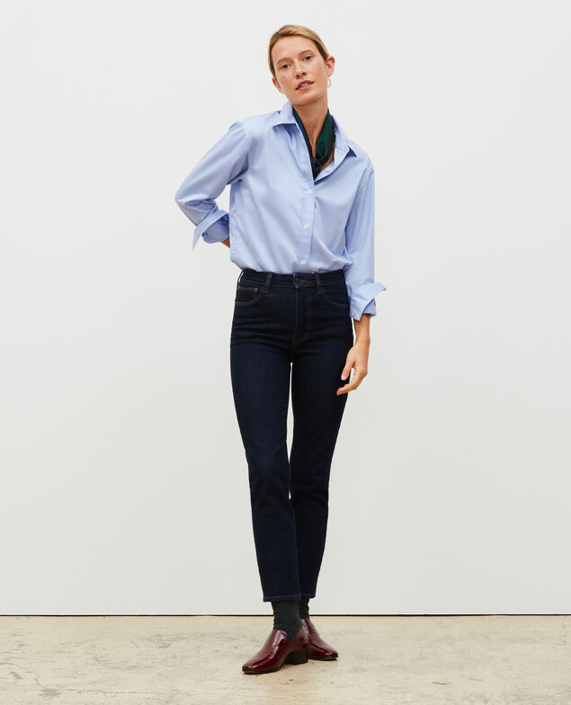SLIM HIGH RISE - Cropped Jeans 5 Taschen Denim rinse