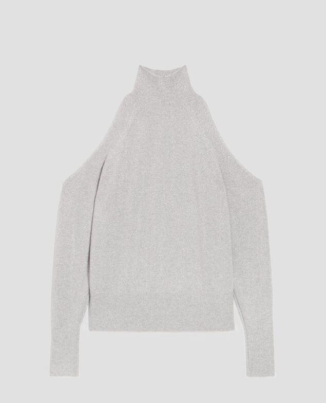Pullover mit Cut-out an der Schulter I025 ashen gray lurex