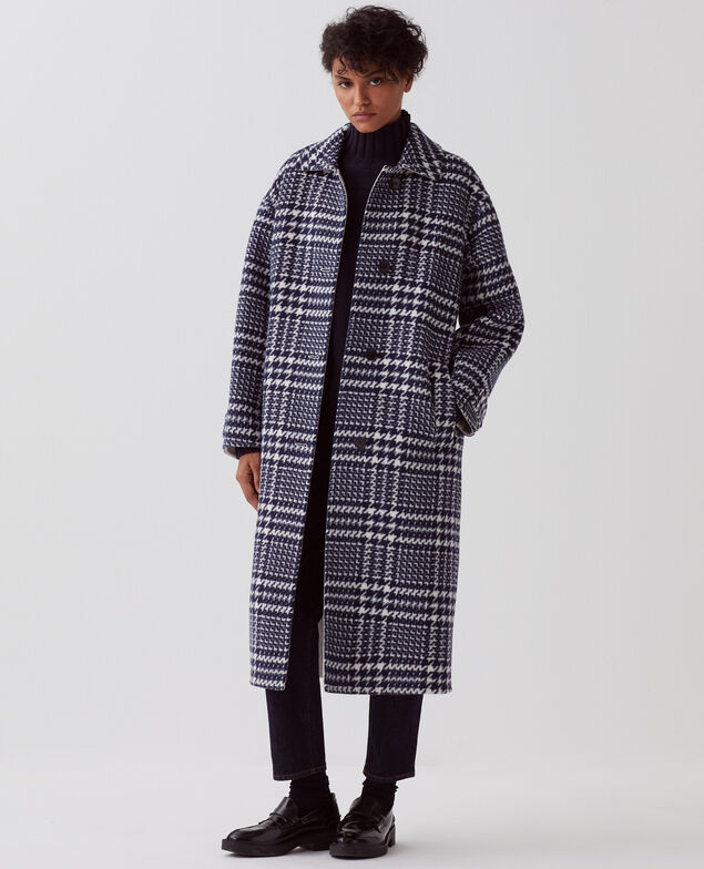 Langer Mantel I681 houndstooth ble