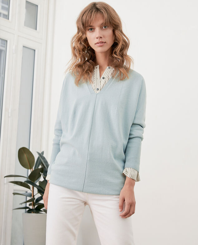 Oversize-Pullover aus Baumwolle und Kaschmir Silver green