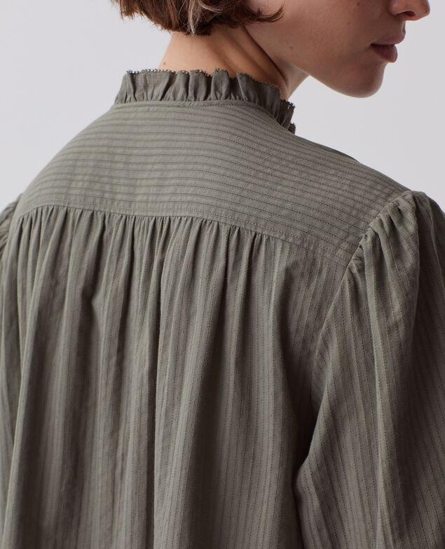 Langarmbluse aus Baumwolle J560 basil dark green