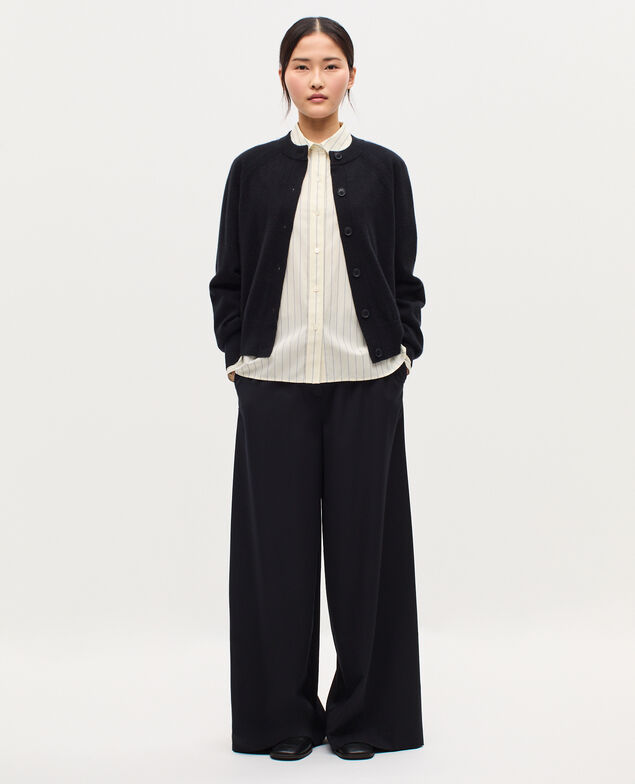 Cardigan mit Rundhalsausschnitt aus Kaschmir K090 black st navy