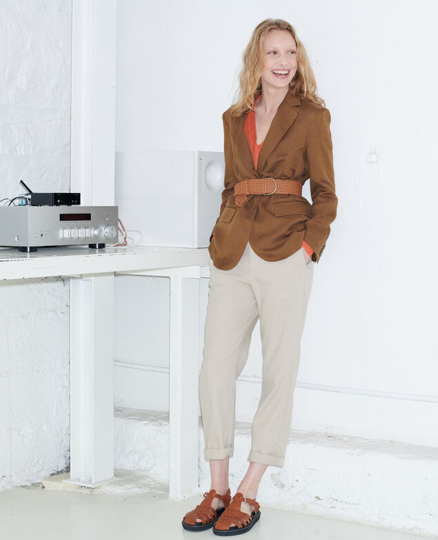MARGUERITE - Zigarettenhose Oxford tan