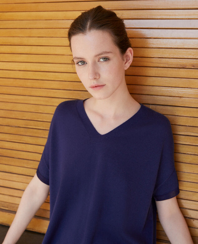 Kleid aus nahtlosem Strick Medieval blue