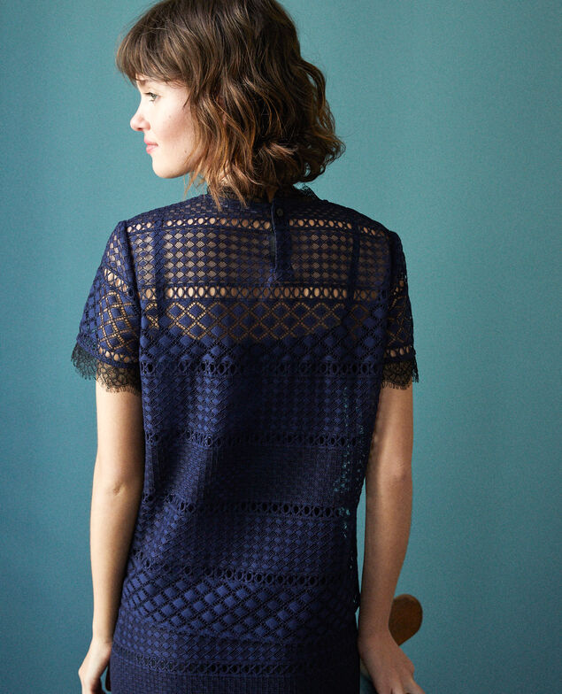 Bluse aus Ajourspitze Peacoat