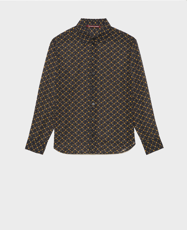 Gemusterte Bluse aus Baumwolle Daisy old gold