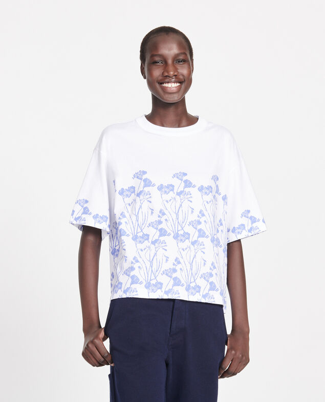 T-Shirt mit Blumenmuster aus Baumwolle Empreinte gardenia jewel