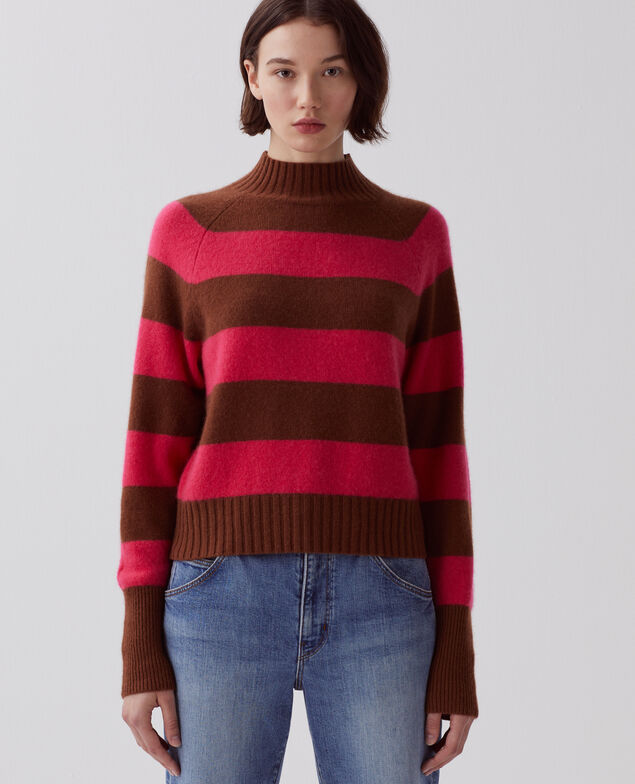 Pullover mit hohem Kragen aus Kaschmir I122 st pink emperador
