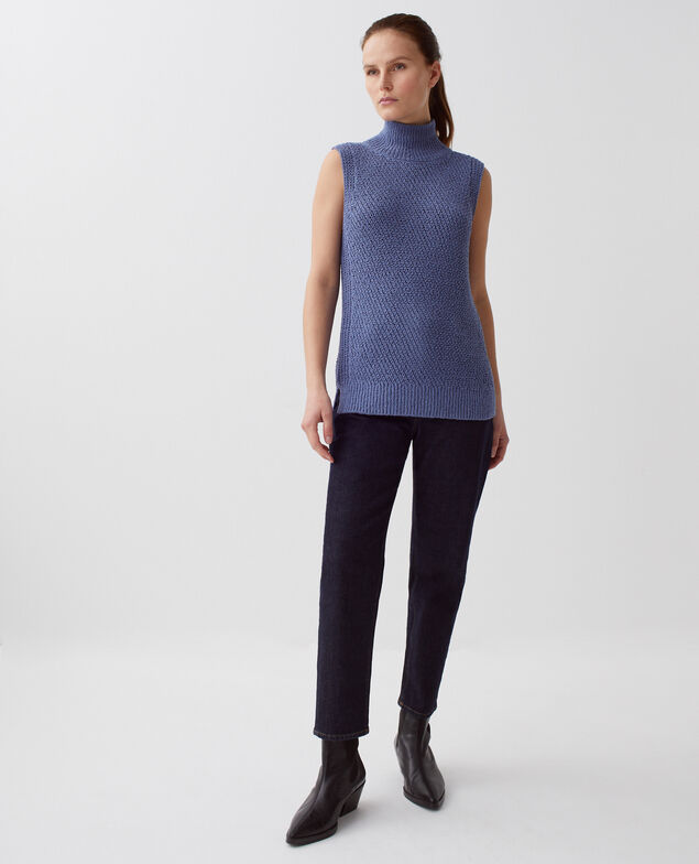 Ärmelloser Pullover I640 gray blue