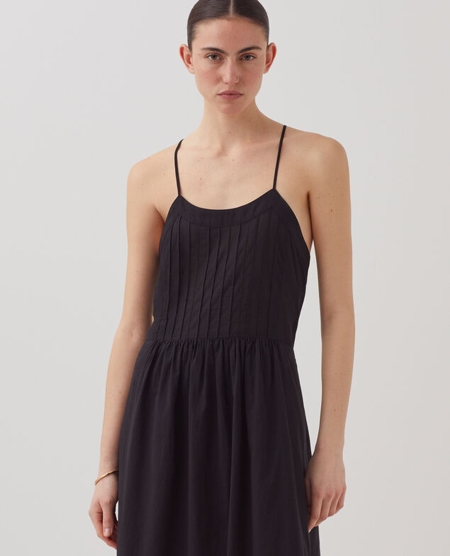 Langes Trägerkleid aus Baumwollvoile H091 black beauty
