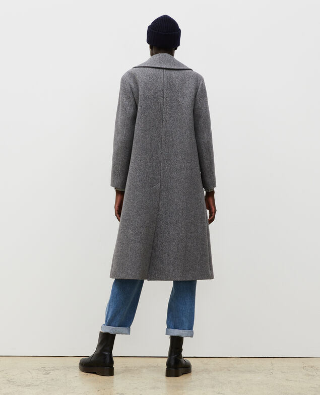 Überkreuzter Oversize Trenchcoat aus Wolle Medium grey melange