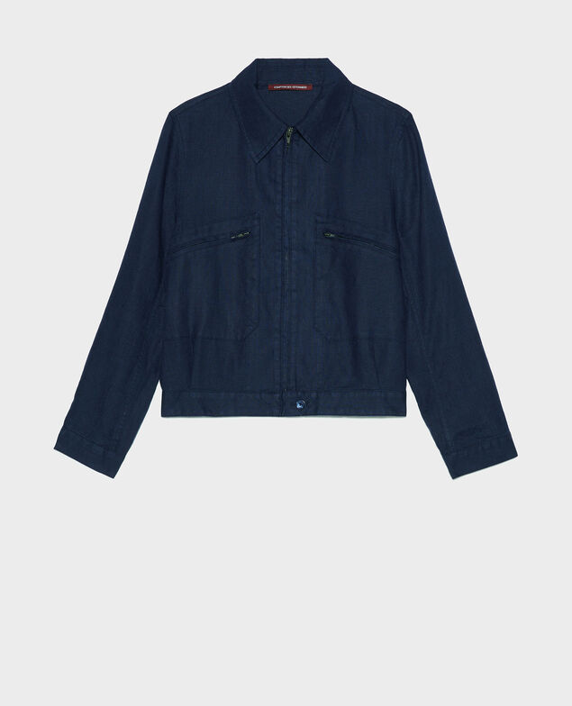 Blouson mit Reißverschluss aus Leinen Maritime blue